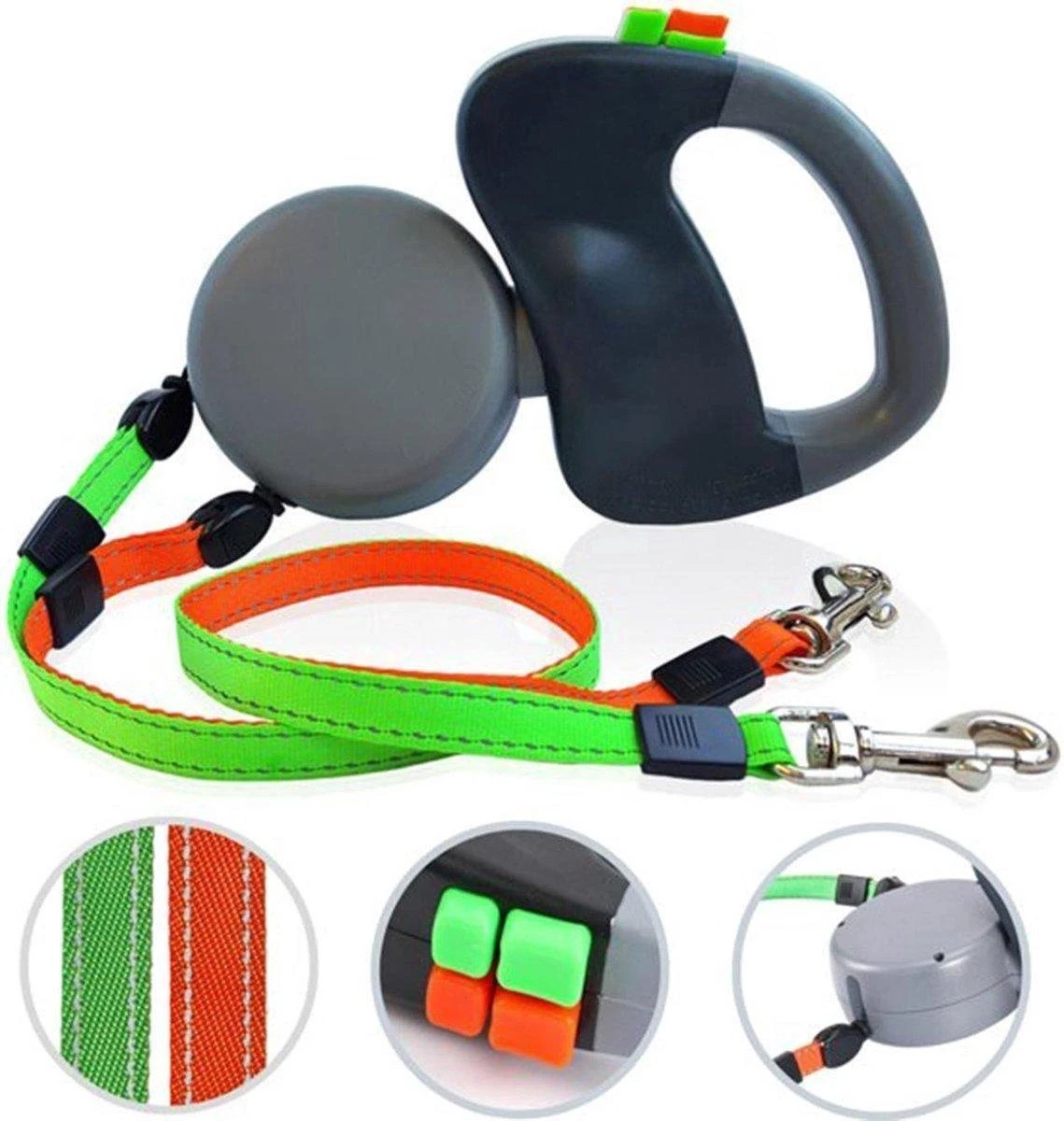 Merkloos Dubbele Hondenriem Voor Twee Honden - Grijs - Tot 22 Kg (per Hond) - 300 Cm 6 Merkloos Dubbele Hondenriem Voor Twee Honden - Grijs - Tot 22 Kg (per Hond) - 300 Cm - Afbeelding 4