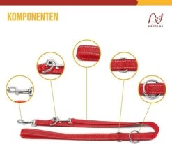 Happilax Dog Leash 2m Adjustable - Red / Reflective - 3-Step Adjustable Leash - Double Leash, Tug Leash - Geschikt Als Hondenriem Voor Grote Honden Of Als Sleepriem Voor Kleine Honden. -Hondenspullen Verkoop 1200x1002