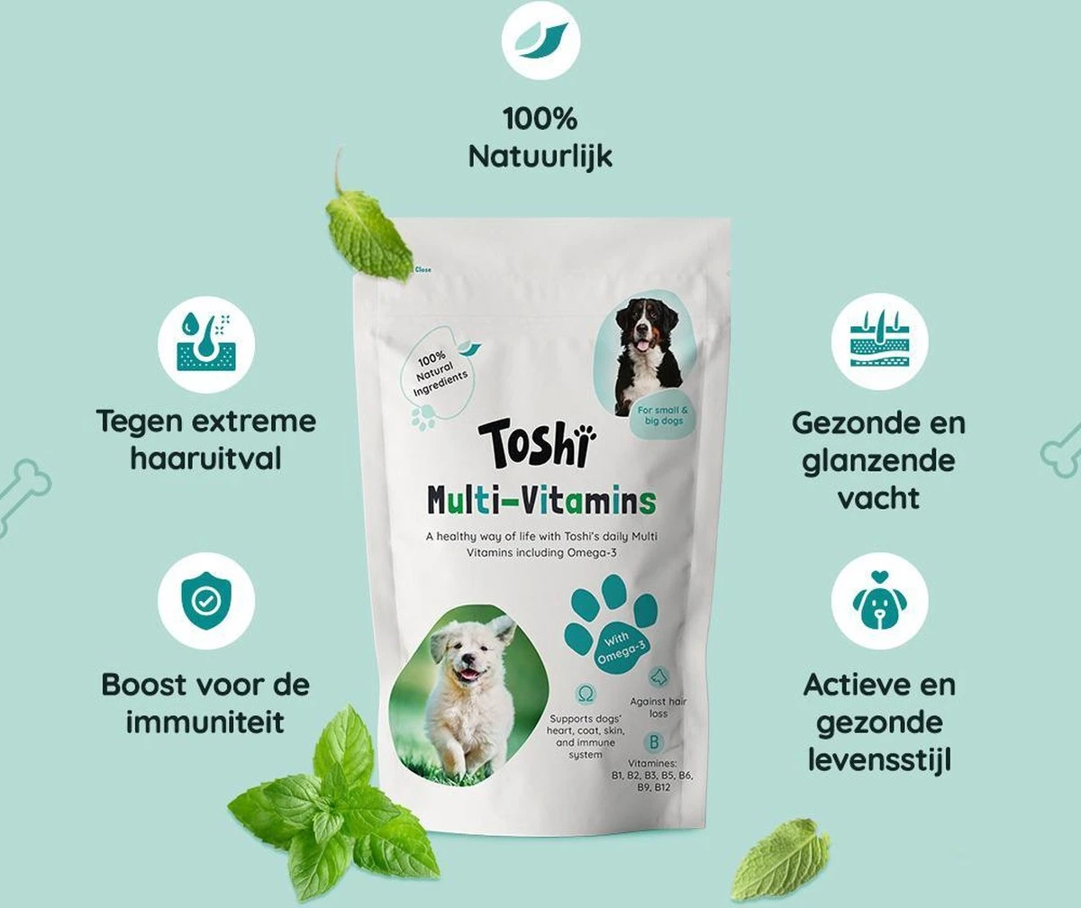 Toshi Multi Vitaminen Met Omega-3 - 100% Natuurlijke Hondensnack Voor Kleine En Grote Honden - Hondenkoekjes Voor Een Gezonde Levensstijl 4 Toshi Multi Vitaminen Met Omega-3 - 100% Natuurlijke Hondensnack Voor Kleine En Grote Honden - Hondenkoekjes Voor Een Gezonde Levensstijl - Afbeelding 2