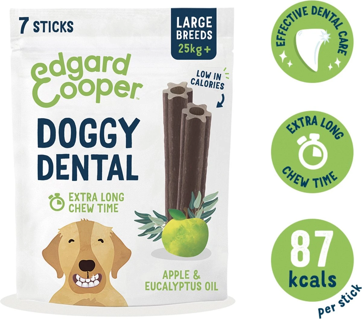 Edgard & Cooper Doggy Dental Sticks Appel - Eucalyptusolie Large 4 Edgard & Cooper Doggy Dental Sticks Appel - Eucalyptusolie Large - Afbeelding 2