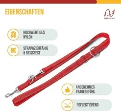 Happilax Dog Leash 2m Adjustable - Red / Reflective - 3-Step Adjustable Leash - Double Leash, Tug Leash - Geschikt Als Hondenriem Voor Grote Honden Of Als Sleepriem Voor Kleine Honden. -Hondenspullen Verkoop 1200x1103