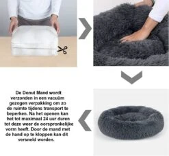 Hondenmand Donut – 60 Cm - Honden Mand – Pluche – Fluffy – Extra Zacht - Hondenkussen – Kattenkussen – Bed - Wasbaar Met Rits – Hondenmanden – Rond – Bank – Grijs - Qwality -Hondenspullen Verkoop 1200x1104 2