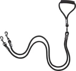 Rebel Petz - Dubbele Verstelbare Hondenriem Voor Twee Honden - Met Draaibare Sluiting En Zacht Handvat - Small En Large - Large (140 Cm Lang, Ø 12 Mm)