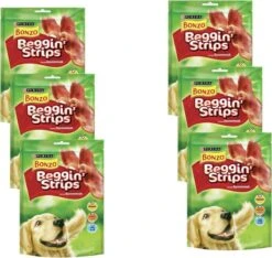 Bonzo Beggin' Strips - Hondensnacks Bacon - 6 X 120g -Hondenspullen Verkoop 1200x1139