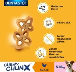 Pedigree Dentastix Chewy Chunx Hondensnacks Mini - Kip - 5 X 68 Gr -Hondenspullen Verkoop 1200x1140 5