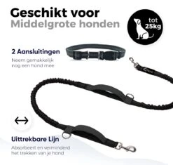 Canicross Looplijn Hond Met Heupriem Voor Hardlopen - Elastische Handsfree Hondenriem - Honden Trainingslijn - 150/210cm - Zwart -Hondenspullen Verkoop 1200x1140 9