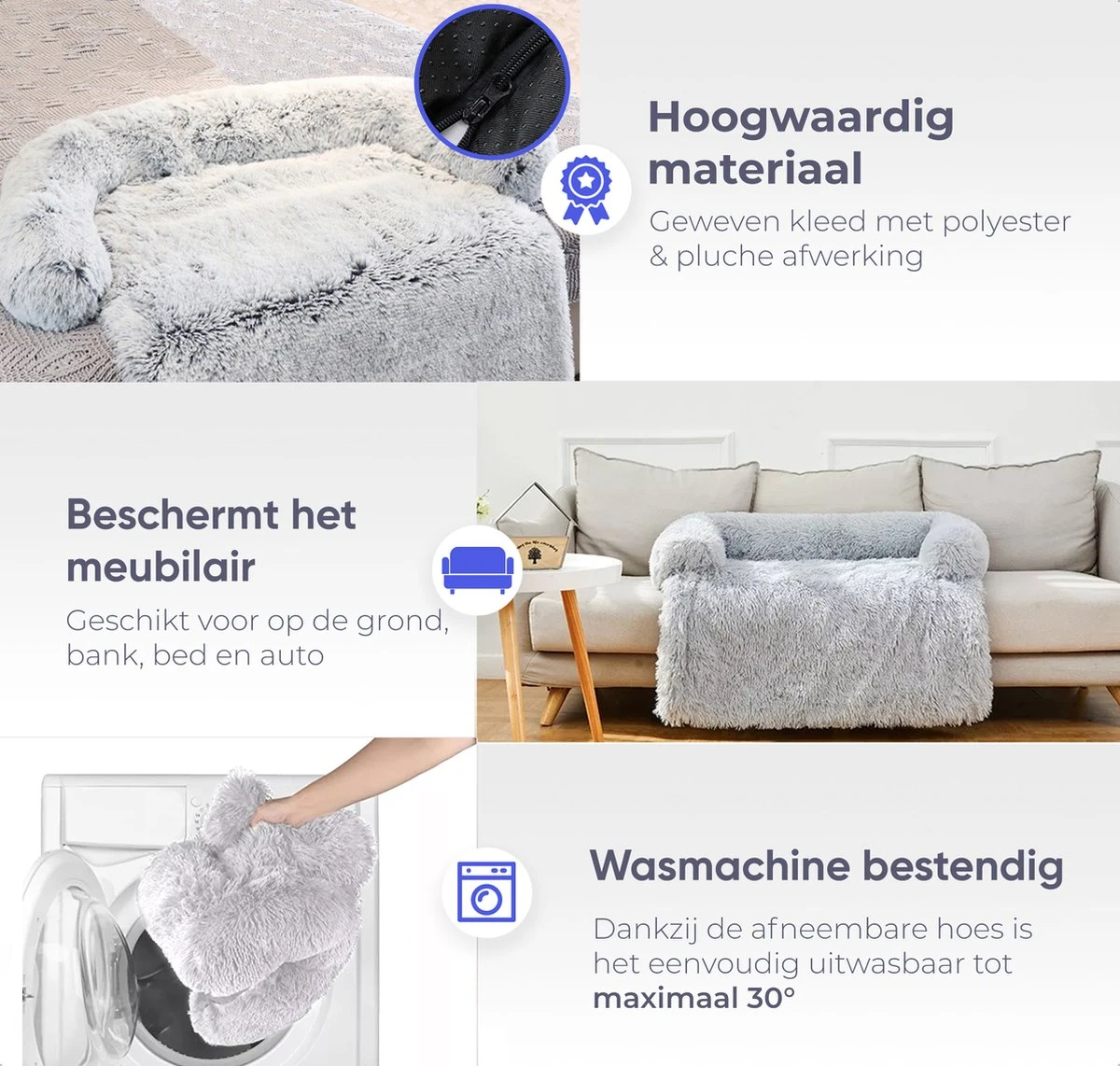 Quzi Hondenkussen Voor Bank - Fluffy Hondendeken - Bankbescherming Hond - 85x85cm - Afneembare Hoes 6 Quzi Hondenkussen Voor Bank - Fluffy Hondendeken - Bankbescherming Hond - 85x85cm - Afneembare Hoes - Afbeelding 4