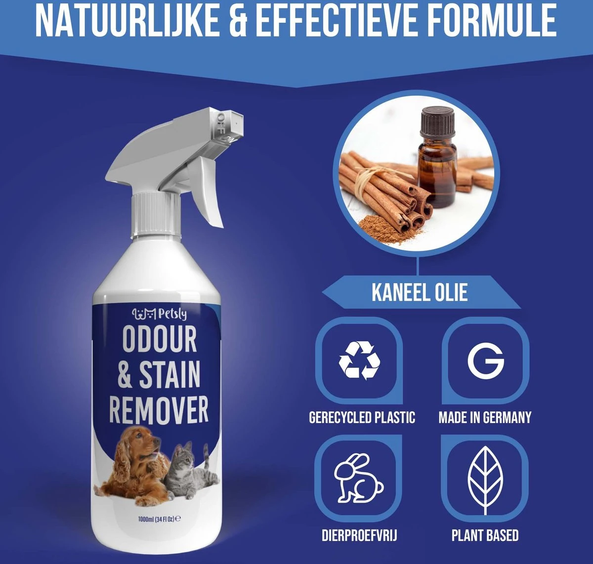 Petsly Odour & Stain Remover - Geurverwijderaars - Urine Vlekken Verwijderen Urinegeur Verwijderen Met Plantaardige Enzymen - 1L 6 Petsly Odour & Stain Remover - Geurverwijderaars - Urine Vlekken Verwijderen Urinegeur Verwijderen Met Plantaardige Enzymen - 1L - Afbeelding 4
