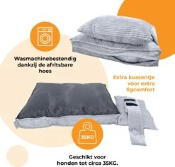 Orthopedisch Hondenkussen Grijs - Hondenmand Ribstof Premium L - Luxe Hondenbed 100x70cm - Grijs Tot 40 KG -Hondenspullen Verkoop 1200x1147 11