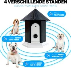 Vulpes Pets® Anti Blaf Apparaat Pro - Anti Blafband Voor Alle Honden - Luxe Hondentrainer - Diervriendelijk & Zonder Schok - Inclusief 9V Batterij - Waterbestendig - Ophangbaar - Instelbare Ultrasone Niveauregeling - 4 Standen -Hondenspullen Verkoop 1200x1153 9
