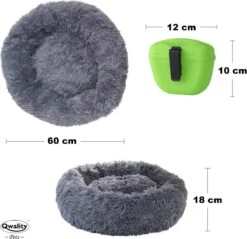 Hondenmand Donut – 60 Cm - Honden Mand – Pluche – Fluffy – Extra Zacht - Hondenkussen – Kattenkussen – Bed - Wasbaar Met Rits – Hondenmanden – Rond – Bank – Grijs - Qwality -Hondenspullen Verkoop 1200x1163 3