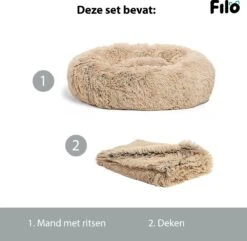 Filo Hondenmand 60cm Met Deken & Rits – Crème – Geschikt Als Kattenmand - Fluffy Donut Hondenbed Lichtbruin - Honden Mand & Bed – Hondenkussen – Kussen Hond – Katten Mand -Hondenspullen Verkoop 1200x1170 9