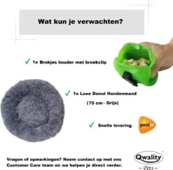 Hondenmand Donut – 70 Cm - Honden Mand – Pluche – Fluffy – Extra Zacht - Kattenmand - Hondenkussen – Kattenkussen – Bed - Wasbaar Met Rits – Hondenmanden – Rond – Bank – Grijs - Qwality -Hondenspullen Verkoop 1200x1181 6