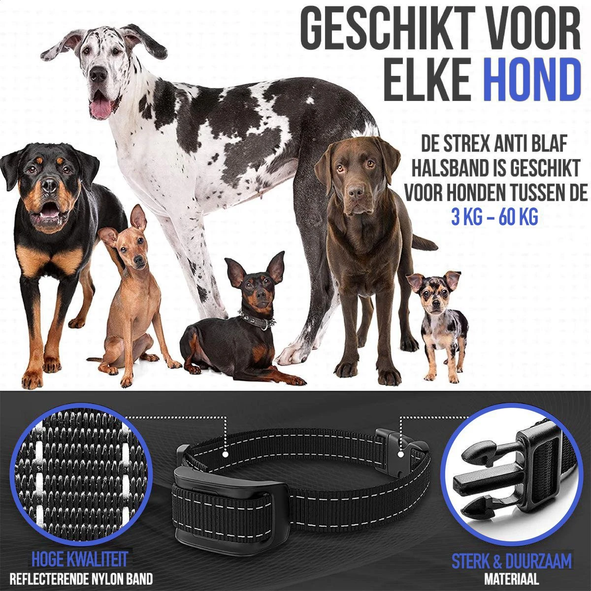 STARMAN Anti Blafband Voor Honden - 3-60KG - Diervriendelijk - Zonder Schok - Vibratie En Audio - Anti Blaf Band 6 STARMAN Anti Blafband Voor Honden - 3-60KG - Diervriendelijk - Zonder Schok - Vibratie En Audio - Anti Blaf Band - Afbeelding 4