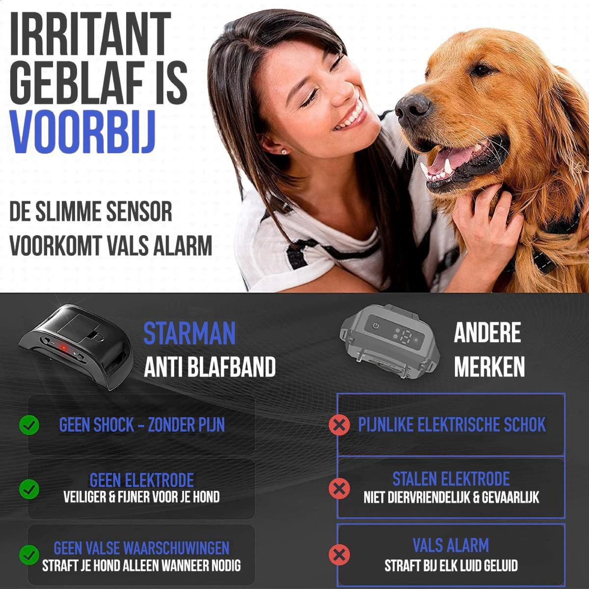 STARMAN Anti Blafband Voor Honden - 3-60KG - Diervriendelijk - Zonder Schok - Vibratie En Audio - Anti Blaf Band 9 STARMAN Anti Blafband Voor Honden - 3-60KG - Diervriendelijk - Zonder Schok - Vibratie En Audio - Anti Blaf Band - Afbeelding 7