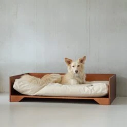 STUDIO ANIMAUX Hondenmand Met Katoenen Kussen (maat L) | 119 X 76,5 Cm | Hondenbed | Hondensofa | Hondenbank | Hout | Bruin -Hondenspullen Verkoop 1200x1200 422
