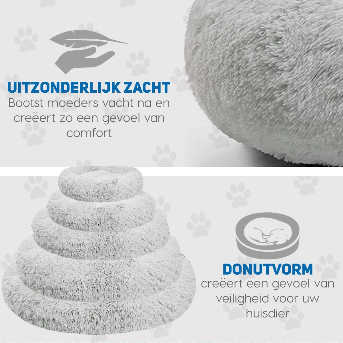 Pawzle Hondenmand - Donut Hondenkussen - Kattenmand - Bed Voor Honden & Katten - Wasbaar - 100cm - Grijs 6 Pawzle Hondenmand - Donut Hondenkussen - Kattenmand - Bed Voor Honden & Katten - Wasbaar - 100cm - Grijs - Afbeelding 4