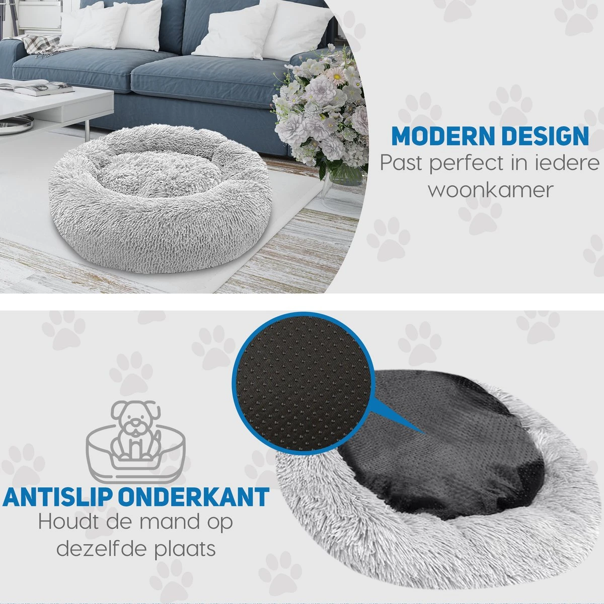 Pawzle Hondenmand - Donut Hondenkussen - Kattenmand - Bed Voor Honden & Katten - Wasbaar - 100cm - Grijs 7 Pawzle Hondenmand - Donut Hondenkussen - Kattenmand - Bed Voor Honden & Katten - Wasbaar - 100cm - Grijs - Afbeelding 5
