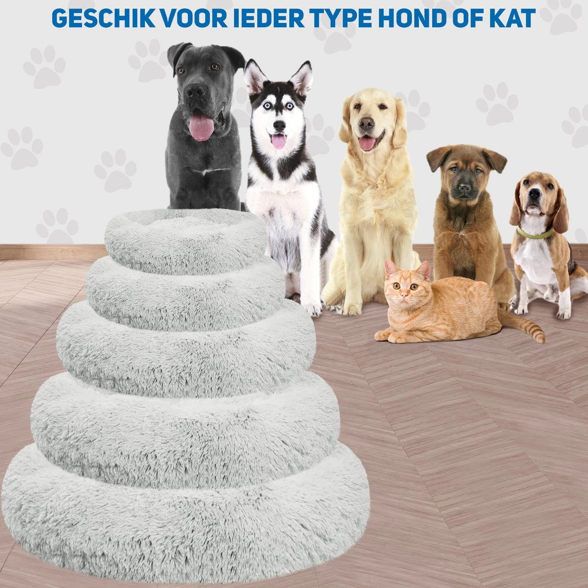 Pawzle Hondenmand - Donut Hondenkussen - Kattenmand - Bed Voor Honden & Katten - Wasbaar - 100cm - Grijs 8 Pawzle Hondenmand - Donut Hondenkussen - Kattenmand - Bed Voor Honden & Katten - Wasbaar - 100cm - Grijs - Afbeelding 6