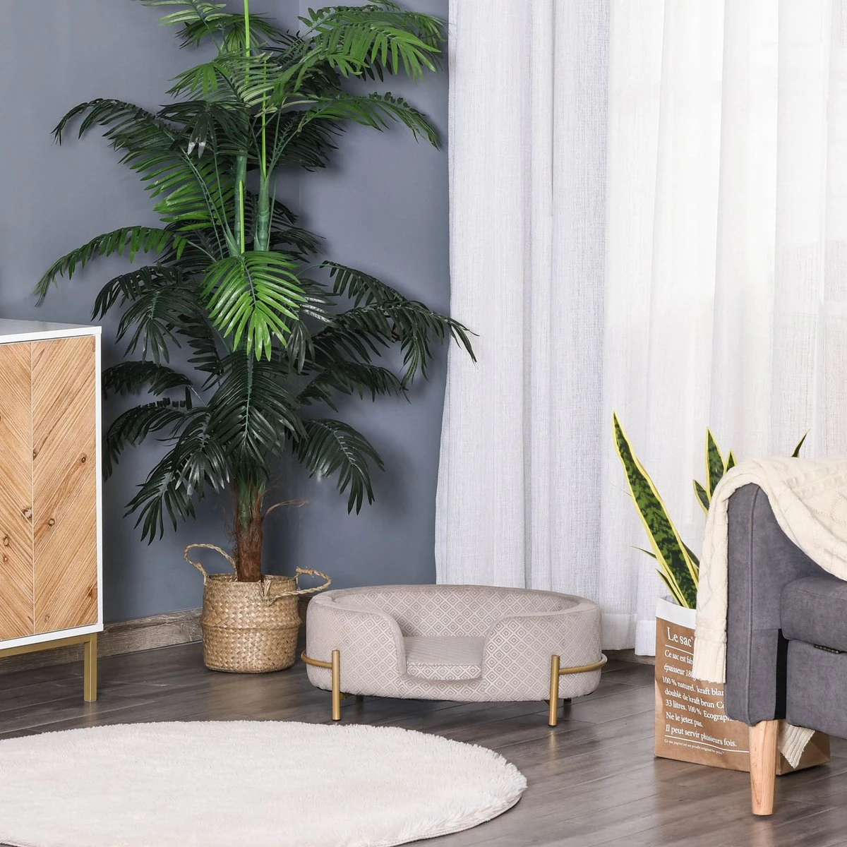 PawHut Huisdierenbank Hondenbank Kattenbank Zacht Rugleuning Metalen Poten Grijs D04-166 9 PawHut Huisdierenbank Hondenbank Kattenbank Zacht Rugleuning Metalen Poten Grijs D04-166 - Afbeelding 7