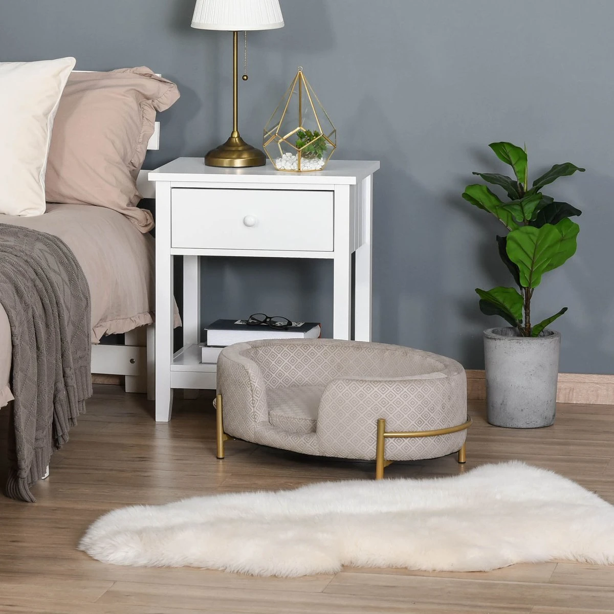 PawHut Huisdierenbank Hondenbank Kattenbank Zacht Rugleuning Metalen Poten Grijs D04-166 10 PawHut Huisdierenbank Hondenbank Kattenbank Zacht Rugleuning Metalen Poten Grijs D04-166 - Afbeelding 8