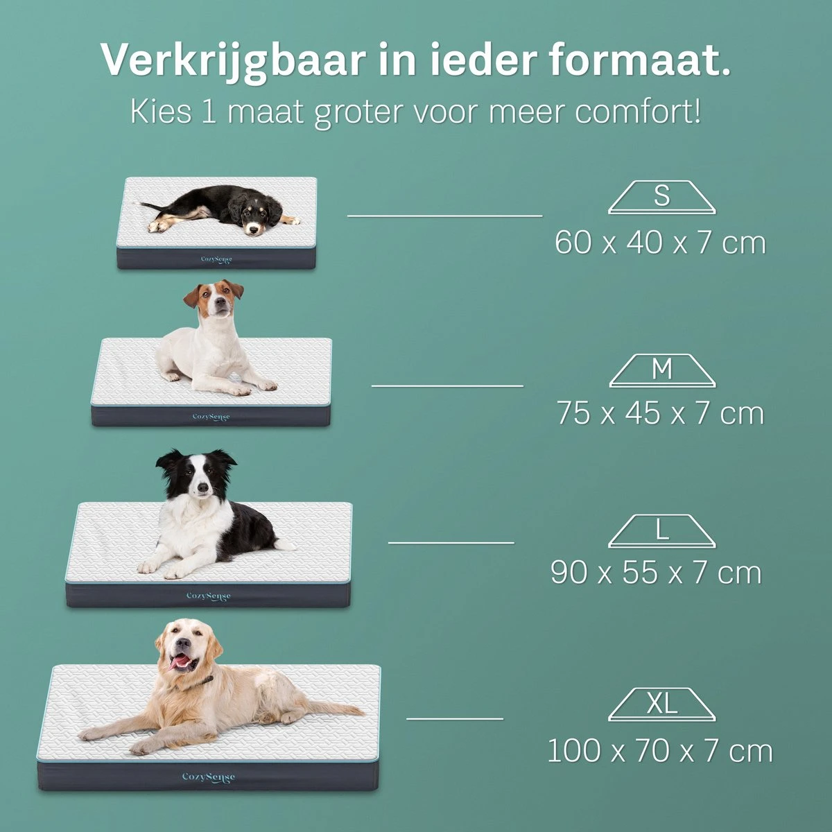 CozySense® - Orthopedisch Hondenkussen - Hondenkussen 75 X 45 Cm - Ook Geschikt Als Benchkussen & Hondenbed - Hondenkussen Bank - Traagschuim - Waterdicht - Wasbare Hoes - Maat M 4 CozySense® - Orthopedisch Hondenkussen - Hondenkussen 75 X 45 Cm - Ook Geschikt Als Benchkussen & Hondenbed - Hondenkussen Bank - Traagschuim - Waterdicht - Wasbare Hoes - Maat M - Afbeelding 2