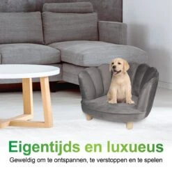 Maxxpro Katten- En Hondenstoel - Grijs - Verhoogd Met Houten Poten - Fluweel Materiaal - 61.5 X 52 X 33 CM - Huisdieren Tot 80 KG -Hondenspullen Verkoop 1200x1200 889