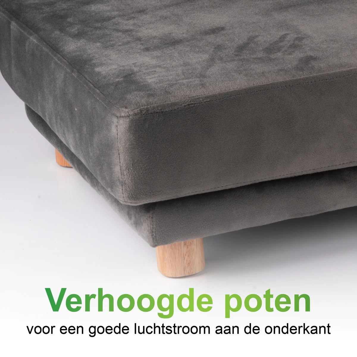 Maxxpro Katten- En Hondenbank - Grijs - Verhoogd Met Houten Poten - Fluweel Materiaal - 90 X 44 X 34 Cm - Huisdieren Tot 80 KG 5 Maxxpro Katten- En Hondenbank - Grijs - Verhoogd Met Houten Poten - Fluweel Materiaal - 90 X 44 X 34 Cm - Huisdieren Tot 80 KG - Afbeelding 3