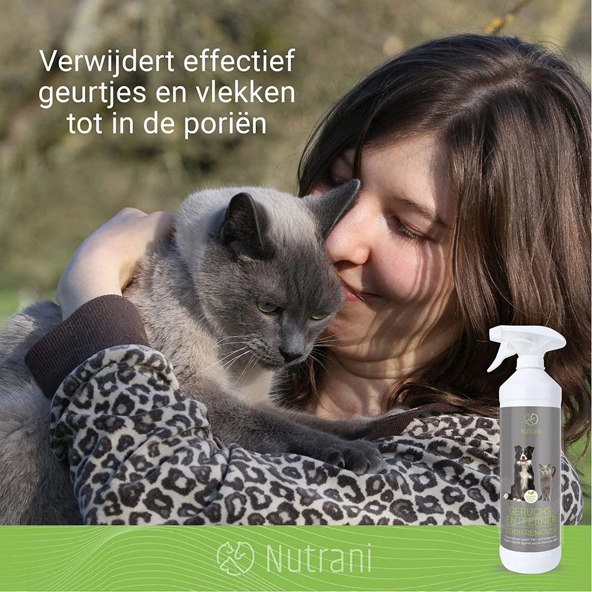 Nutrani Geurverwijderaar, 750 Ml, Natuurlijke Enzymreiniger Als Gebruiksklare Spray Met Biologische Werking, Verwijdert Geurtjes, Urine, Poep En Vlekken Van Honden En Katten 4 Nutrani Geurverwijderaar, 750 Ml, Natuurlijke Enzymreiniger Als Gebruiksklare Spray Met Biologische Werking, Verwijdert Geurtjes, Urine, Poep En Vlekken Van Honden En Katten - Afbeelding 2