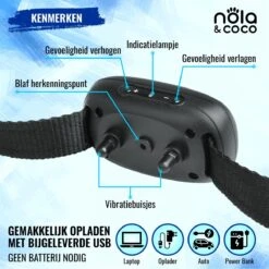 Nola & Coco® Oplaadbare Anti Blafband - 4 Kleuren - Zonder Schok - Waterdichte Diervriendelijke Blaf Halsband - Opvoedingshalsband - Voor Grote En Kleine Honden - Lichte Vibratie En Geluid - 3 Tot 60kg -Hondenspullen Verkoop 1200x1200 954