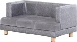 PawHut Hondenbank Huisdierbank Hondenbed Hondenmat Woonkamer PU-leer Kort Pluche Grijs D04-135 -Hondenspullen Verkoop 1200x651 2