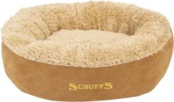 Scruffs Cosy Kattenmand - Comfortabel En Voordelig Met Zachte Binnenvoering En Imitatie Suède Buitenvoering - 3 Kleuren - Ø 45 Cm - Karamel