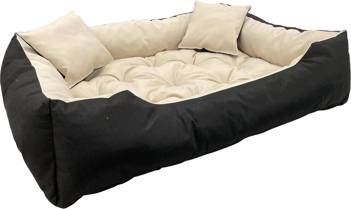 Ecco - Honden- En Kattenbed Met Kussen | Binnenmaat: 130x100 / Buitenmaat: 145x115cm - Beige / Zwart 5 Ecco - Honden- En Kattenbed Met Kussen | Binnenmaat: 130x100 / Buitenmaat: 145x115cm - Beige / Zwart - Afbeelding 3
