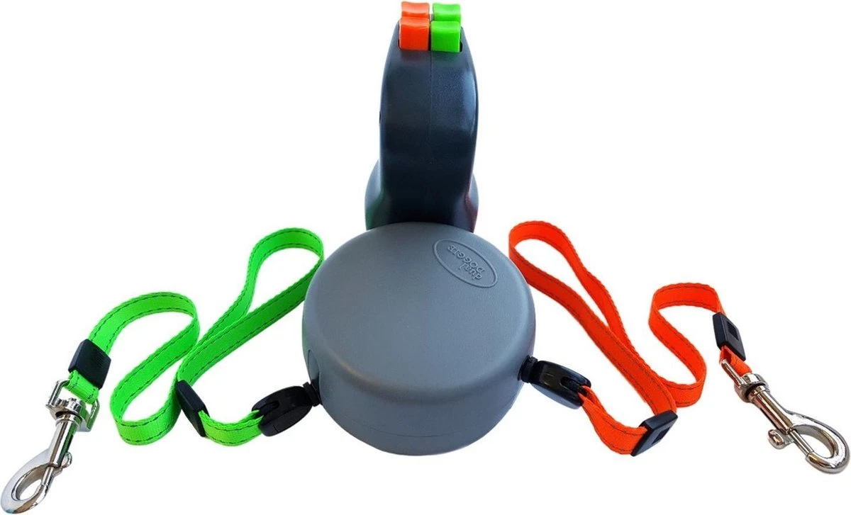 Wigzi Dual Doggie 2.0 Voor Twee Honden - Hondenriem - Grijs - 3m - <22 Kg (per Hond) 4 Wigzi Dual Doggie 2.0 Voor Twee Honden - Hondenriem - Grijs - 3m - <22 Kg (per Hond) - Afbeelding 2