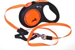 Flexi New Neon Tape - Hondenriem - Zwart/Oranje - M - 5 M - (<25 Kg) -Hondenspullen Verkoop 1200x797 3