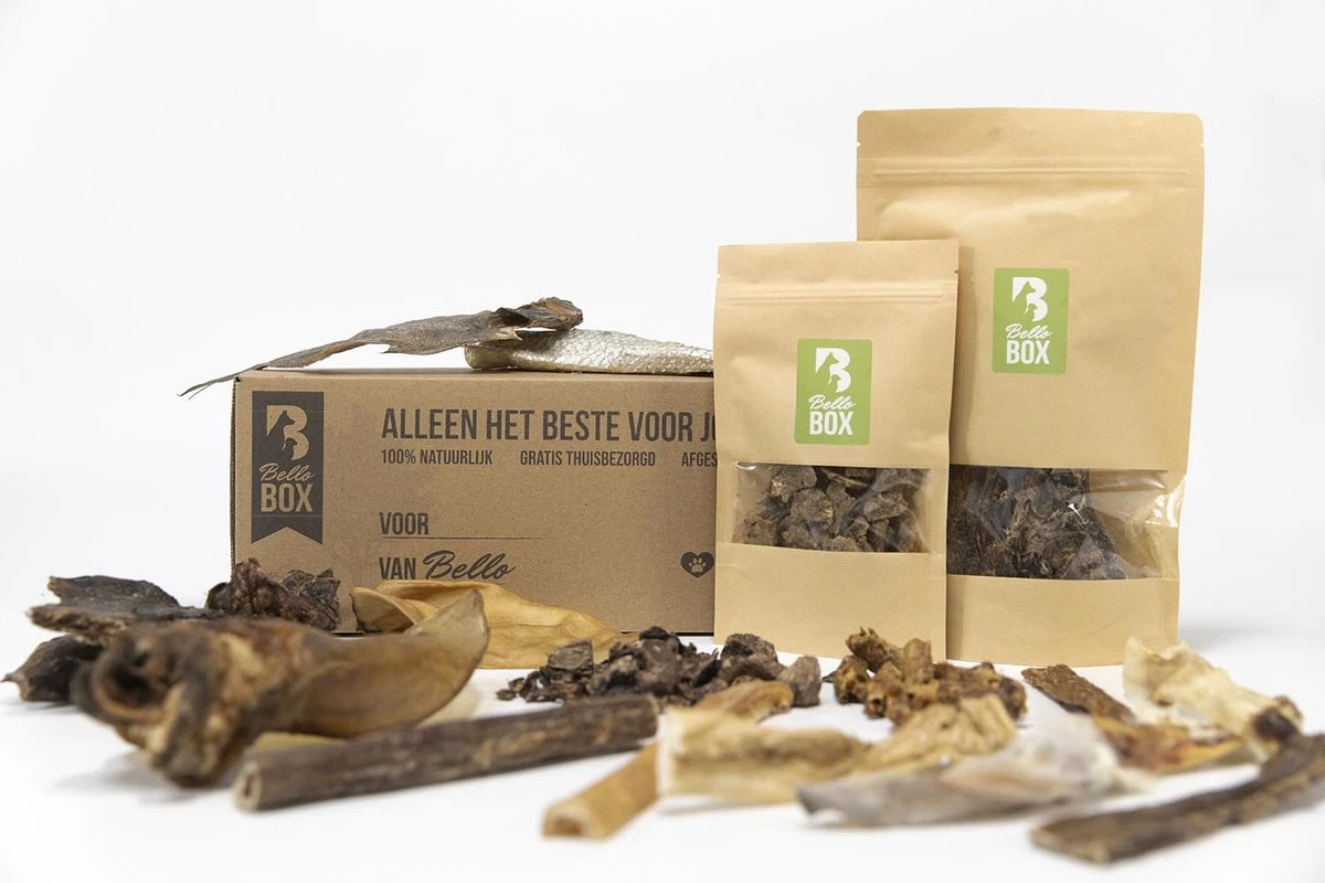 Bello’s Proeverij 100% Natuurlijk – Kennismakingsbox Met Verschillende Smaken Gedroogde Hondensnacks – Cadeaubox – Natuurlijke Hondensnoepjes 3 Bello’s Proeverij 100% Natuurlijk – Kennismakingsbox Met Verschillende Smaken Gedroogde Hondensnacks – Cadeaubox – Natuurlijke Hondensnoepjes