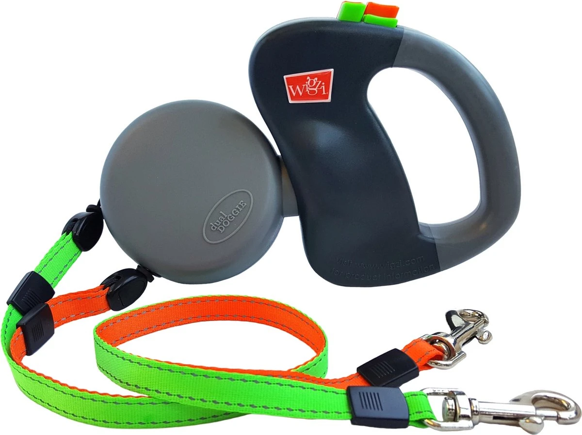 Wigzi Dual Doggie 2.0 Voor Twee Honden - Hondenriem - Grijs - 3m - <22 Kg (per Hond) 3 Wigzi Dual Doggie 2.0 Voor Twee Honden - Hondenriem - Grijs - 3m - <22 Kg (per Hond)