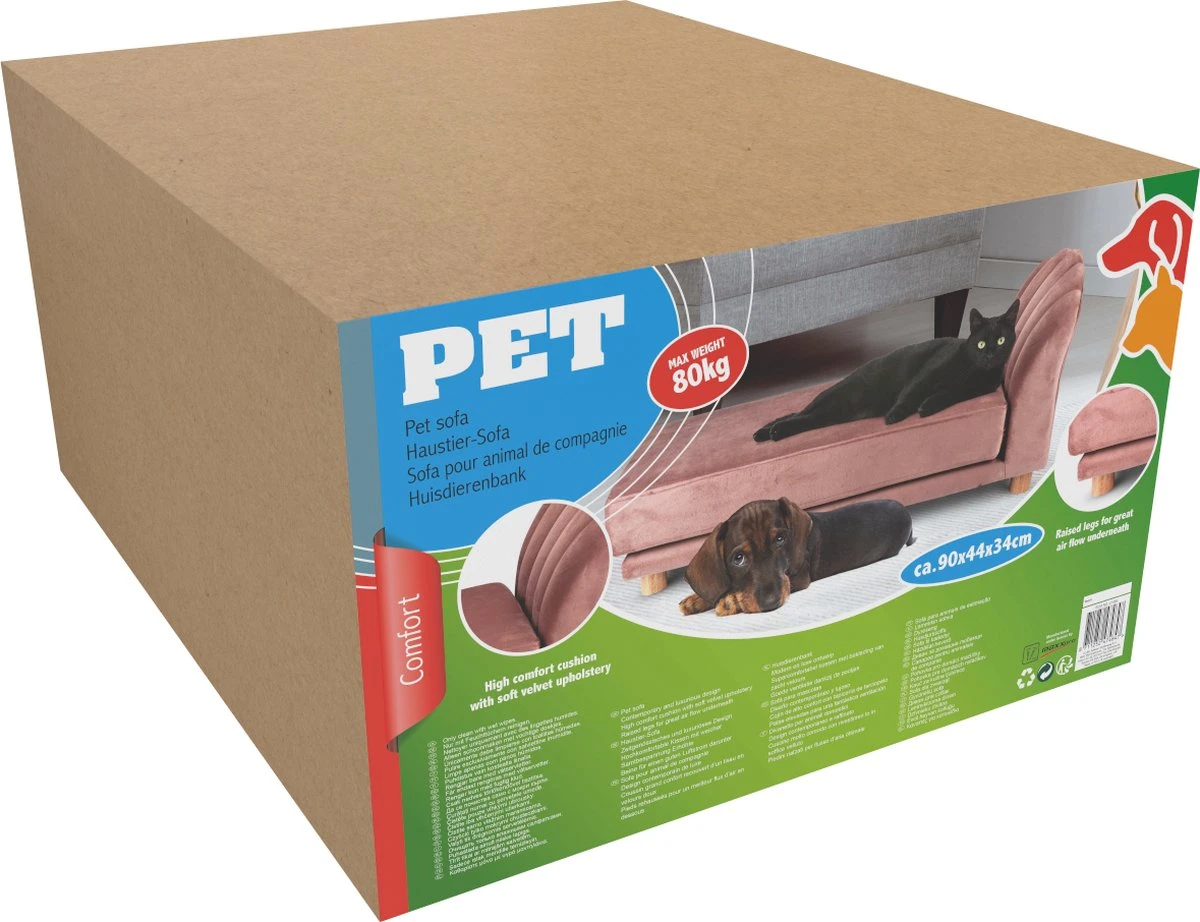 Maxxpro Katten- En Hondenbank - Roze - Verhoogd Met Houten Poten - Fluweel Materiaal - 90 X 44 X 34 CM - Huisdieren Tot 80 KG 7 Maxxpro Katten- En Hondenbank - Roze - Verhoogd Met Houten Poten - Fluweel Materiaal - 90 X 44 X 34 CM - Huisdieren Tot 80 KG - Afbeelding 5
