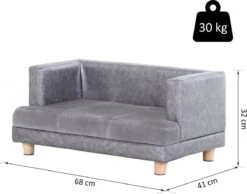 PawHut Hondenbank Huisdierbank Hondenbed Hondenmat Woonkamer PU-leer Kort Pluche Grijs D04-135 -Hondenspullen Verkoop 1200x941