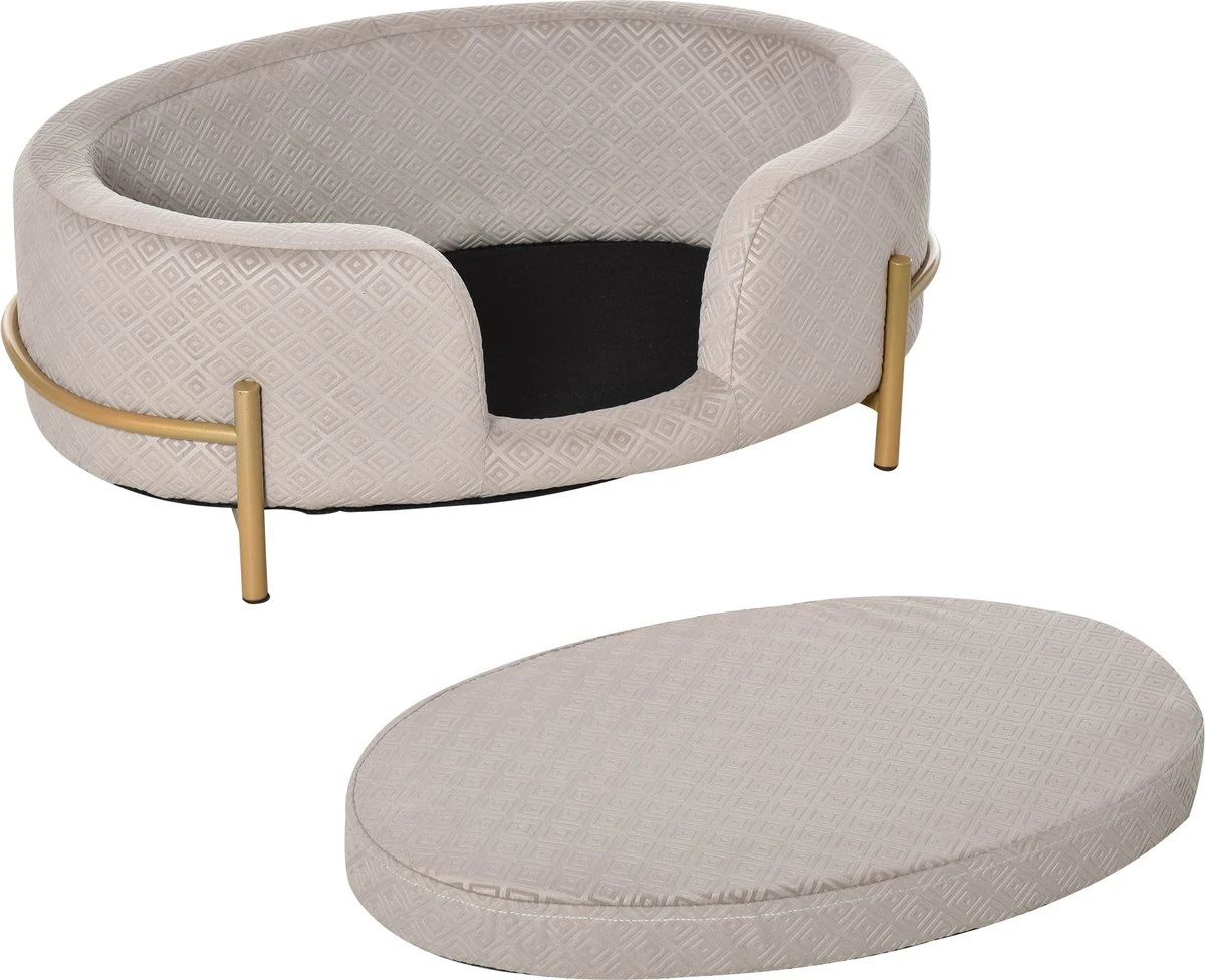 PawHut Huisdierenbank Hondenbank Kattenbank Zacht Rugleuning Metalen Poten Grijs D04-166 6 PawHut Huisdierenbank Hondenbank Kattenbank Zacht Rugleuning Metalen Poten Grijs D04-166 - Afbeelding 4