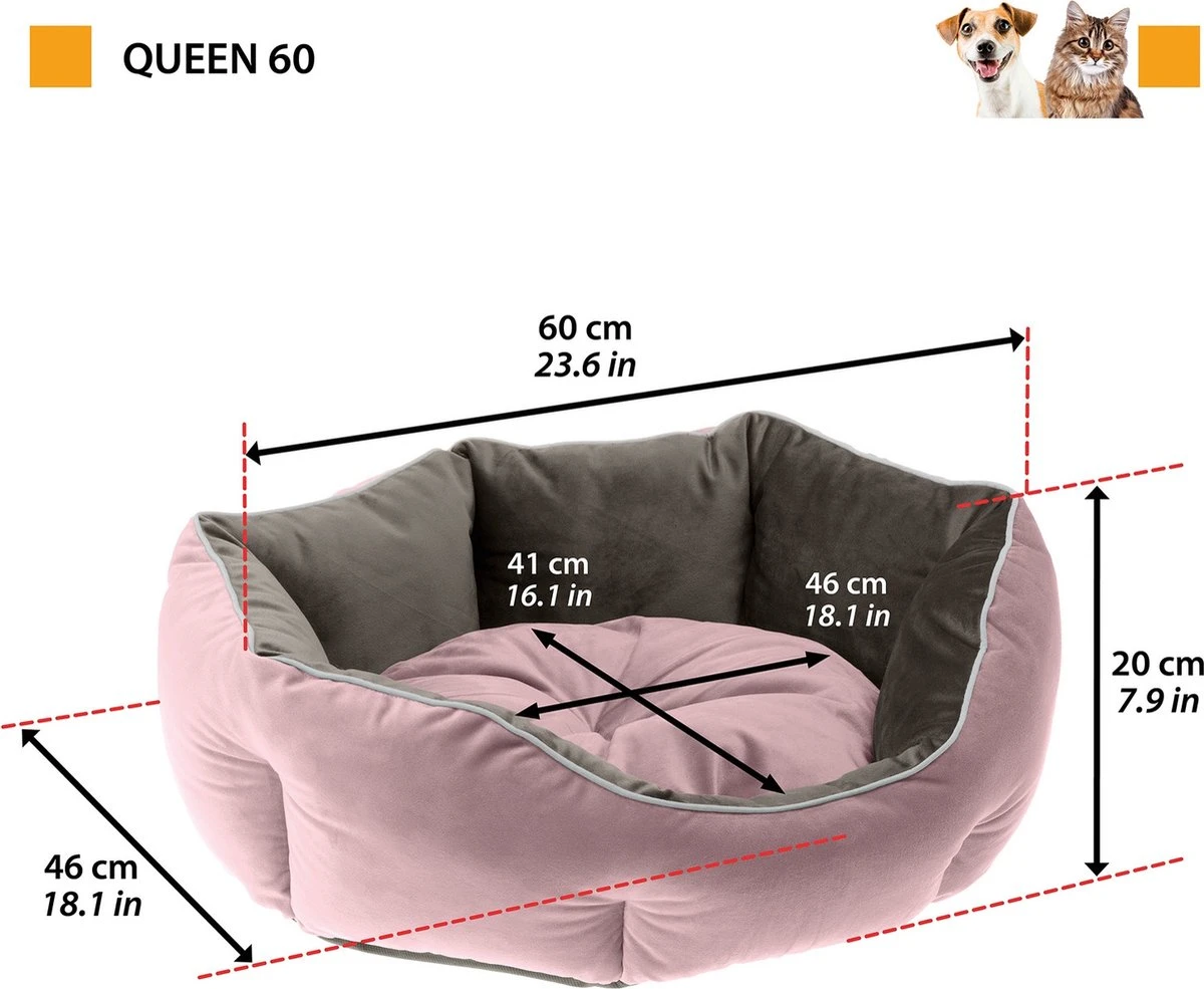 Ferplast Dierenmand Queen 60 X 46 Cm Fluweel Roze 5 Ferplast Dierenmand Queen 60 X 46 Cm Fluweel Roze - Afbeelding 3