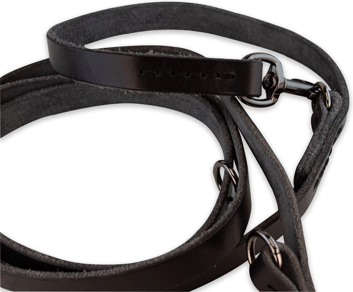 Multifunctionele Hondenriem - 220cm - Volledig Zwart - Leren Hondenriem - 100% Volnerfleer - Hondenriem Leer 5 Multifunctionele Hondenriem - 220cm - Volledig Zwart - Leren Hondenriem - 100% Volnerfleer - Hondenriem Leer - Afbeelding 3