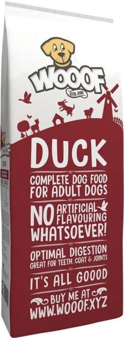 WOOOF Eend 18KG - Geperst Hondenvoer - Hypoallergeen Hondenvoer - Geperste Hondenbrokken - Droogvoer 18 WOOOF Eend 18KG - Geperst Hondenvoer - Hypoallergeen Hondenvoer - Geperste Hondenbrokken - Droogvoer -Hondenspullen Verkoop 443x1200