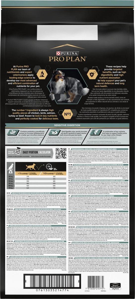 Pro Plan Medium Adult Sensitive Digestion - Honden Droogvoer - Lam - 14 Kg 4 Pro Plan Medium Adult Sensitive Digestion - Honden Droogvoer - Lam - 14 Kg - Afbeelding 2