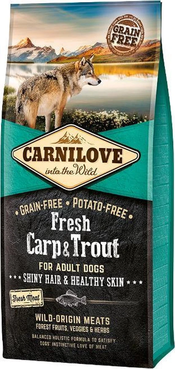 Carnilove Grain Free Fresh Carp & Trout Adult 12 Kg - Hond 3 Carnilove Grain Free Fresh Carp & Trout Adult 12 Kg - Hond