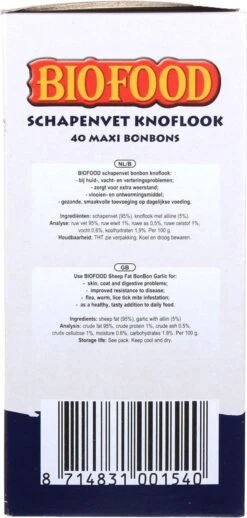 Biofood Schapenvet Maxi Bonbons - Knoflook - 40 Stuks -Hondenspullen Verkoop 572x1200 4