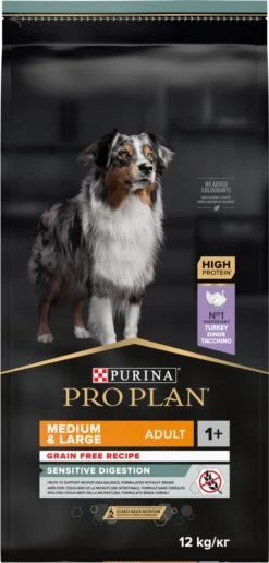 Pro Plan Graanvrij Medium & Large Adult Sensitive Digestion - Honden Droogvoer- Kalkoen - 12 Kg -Hondenspullen Verkoop 574x1200