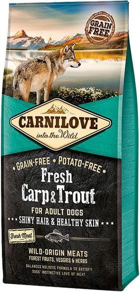 Carnilove Grain Free Fresh Carp & Trout Adult 12 Kg - Hond 5 Carnilove Grain Free Fresh Carp & Trout Adult 12 Kg - Hond - Afbeelding 3