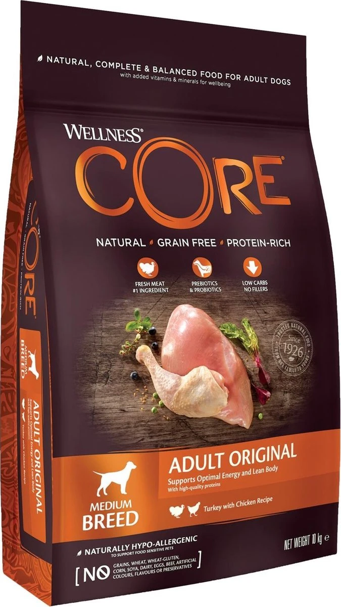 Wellness Core Grain Free Dog Original Kalkoen & Kip - Hondenvoer - 10 Kg 4 Wellness Core Grain Free Dog Original Kalkoen & Kip - Hondenvoer - 10 Kg - Afbeelding 2