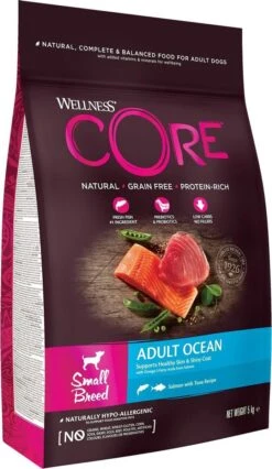 Wellness Core Grain Free Dog Small Breed Adult Ocean - Hondenvoer - Zalm Tonijn 5 Kg -Hondenspullen Verkoop 696x1200